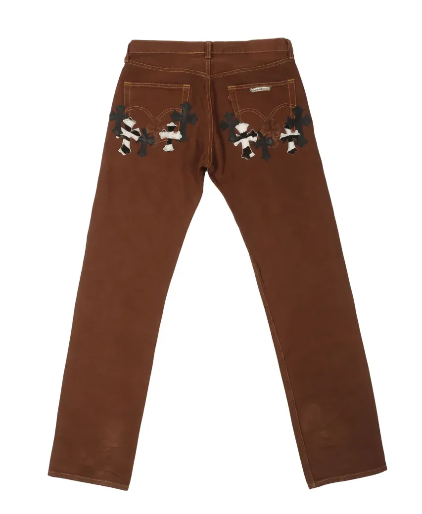 Chrome Hearts 'Zebra' 26 Patch Brown Jeans - Image 2