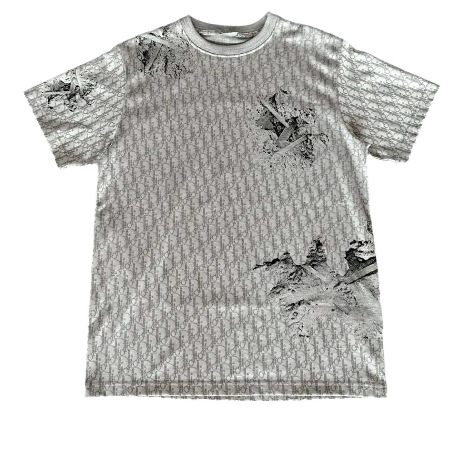 Dior x Daniel Arsham 'Eroded Oblique' Grey Tee