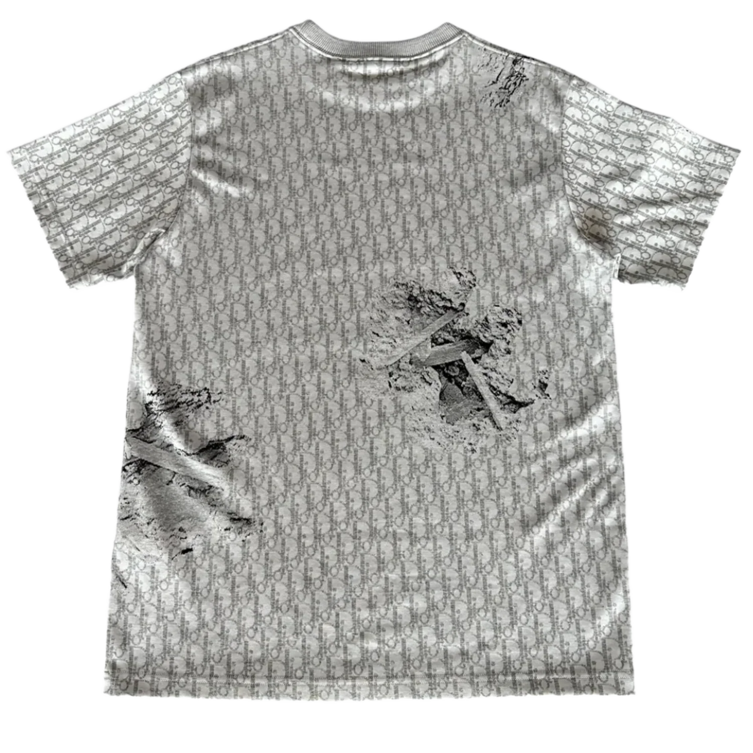 Dior x Daniel Arsham 'Eroded Oblique' Grey Tee - Image 2
