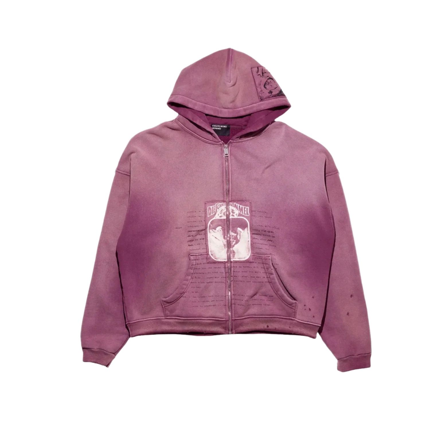 Enfants Riches Deprimes 'Burgundy' Rock/Paper/Scissors Assemblage Zip Up Hoodie