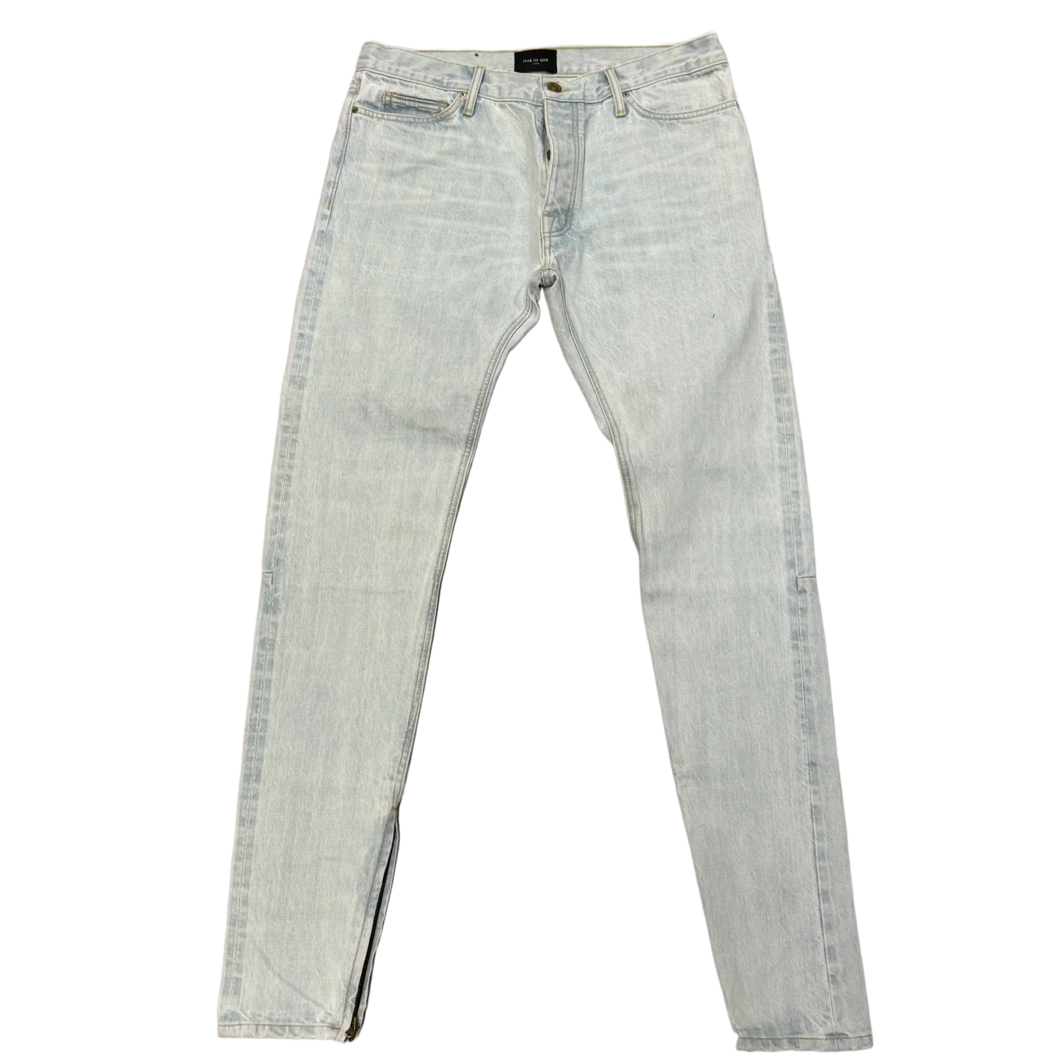 Fear of God 'Light Wash' Slim Fit Zipper Jeans