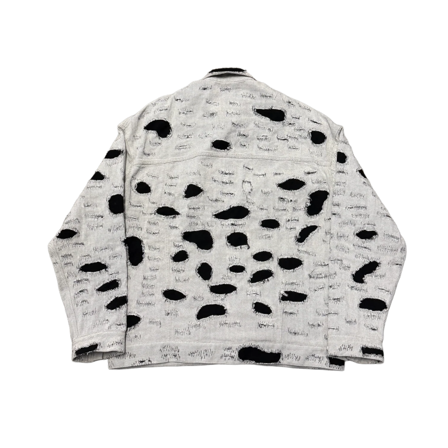 Givenchy 'White/Black' Distressed Denim Zip Up Jacket - Image 2