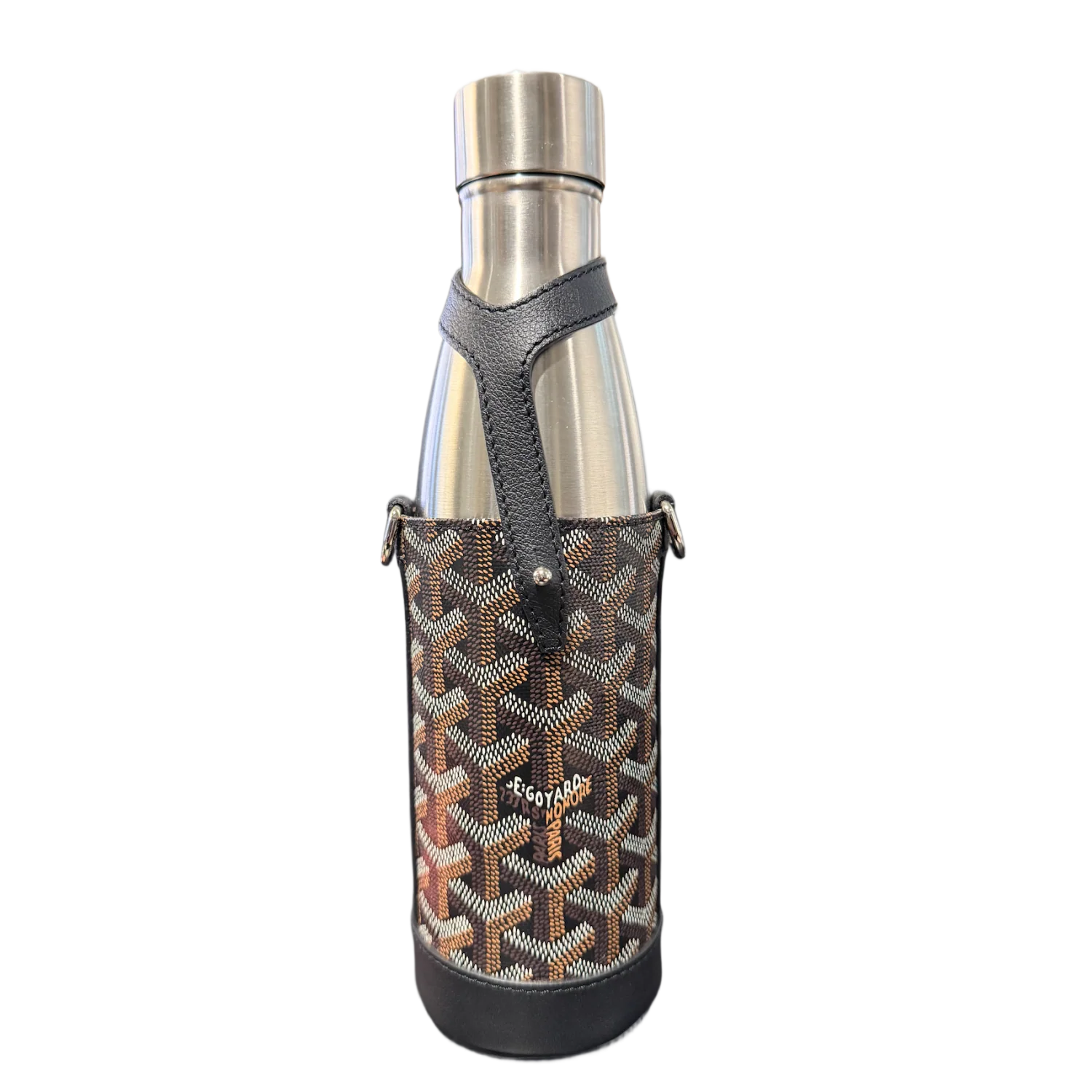 Goyard 'Black/Brown' Yonne MM Case and Flask
