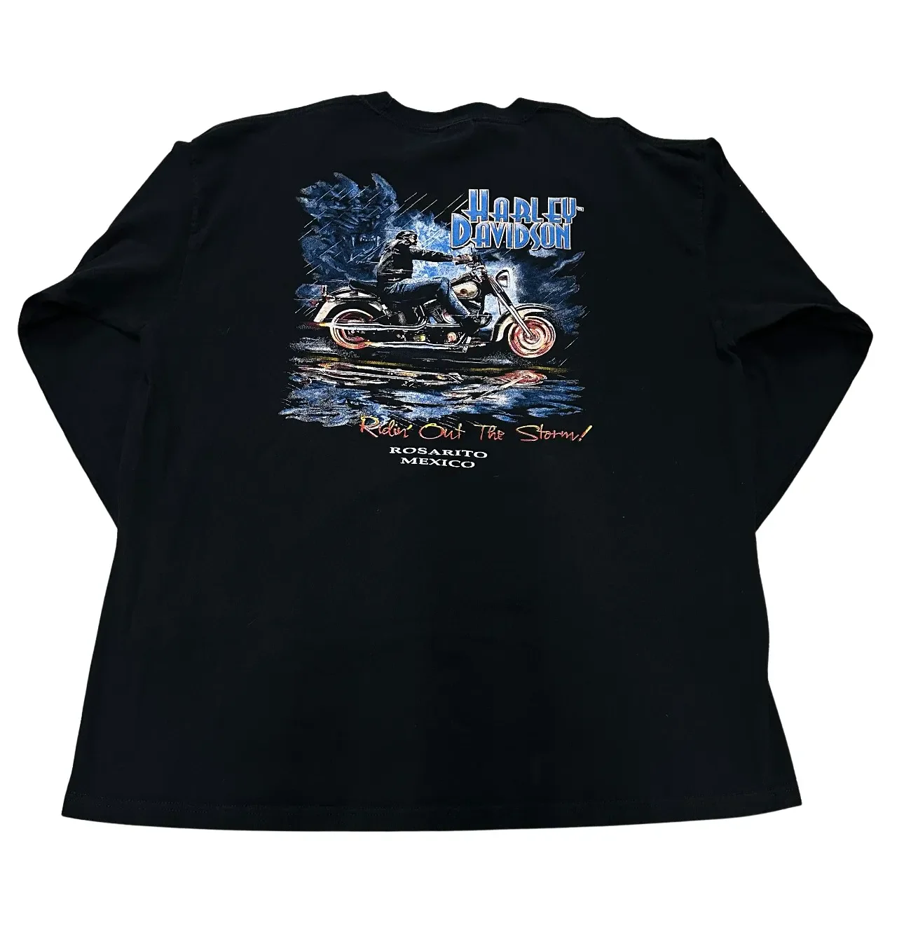 Harley Davidson 'NYC Flame Motor' Vintage Long Sleeve - Image 2