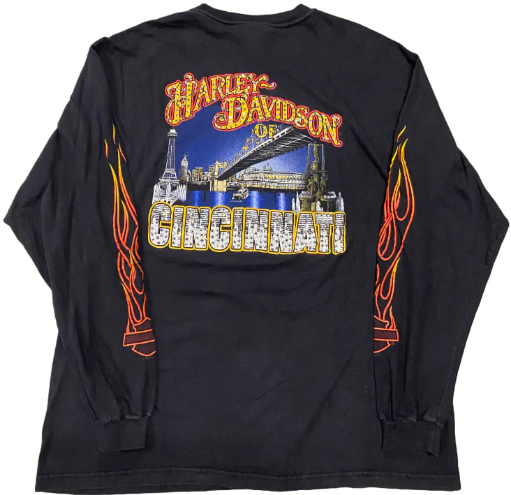 Harley Davidson 'Of Cincinnati' Rhinestone Vintage Tee - Image 2