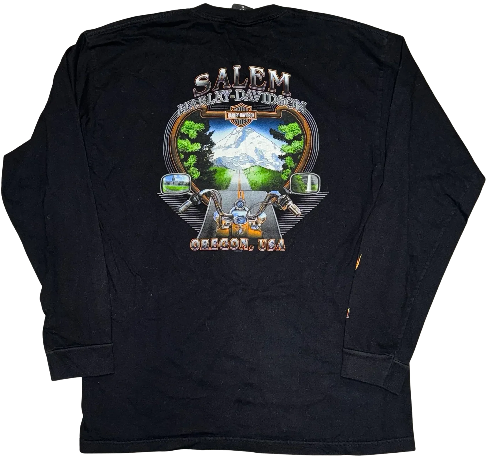 Harley Davidson 'Salem Oregon' Black Vintage Longsleeve Tee - Image 2