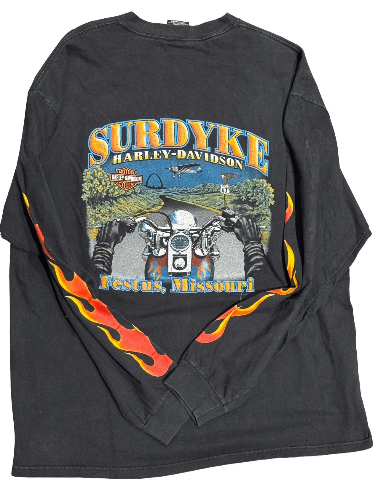 Harley Davidson 'Surdyke Missouri' Vintage Longsleeve Black Tee - Image 2