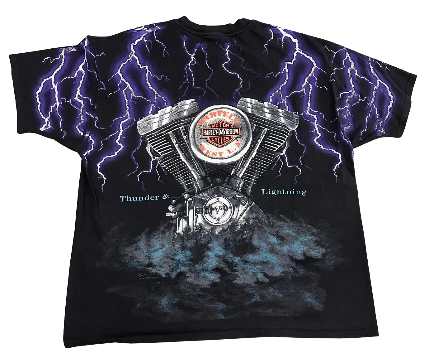 Harley Davidson 'Thunder & Lightning West LA' Vintage Tee - Image 2