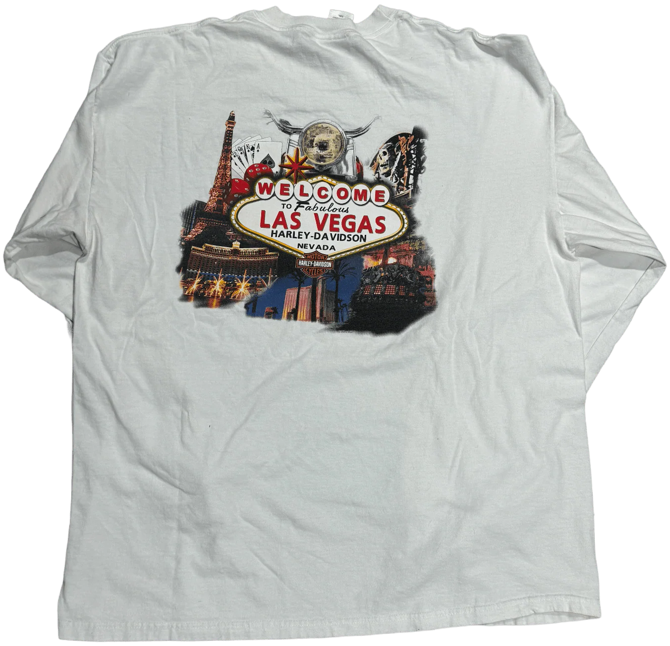 Harley Davidson 'Vegas Poker' Vintage White Longsleeve Tee - Image 2