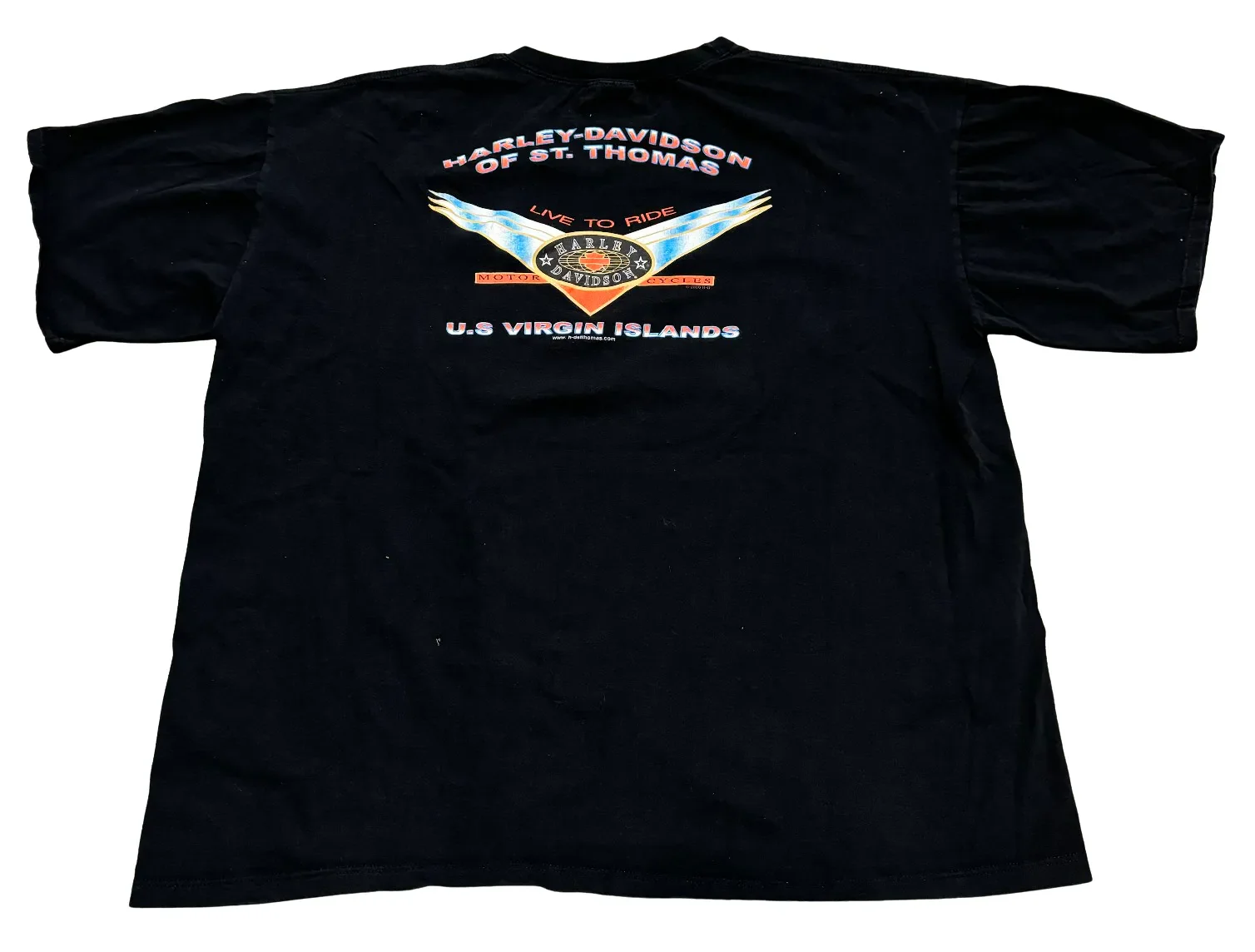 Harley Davidson 'Virgin Islands' Vintage Black Tee - Image 2