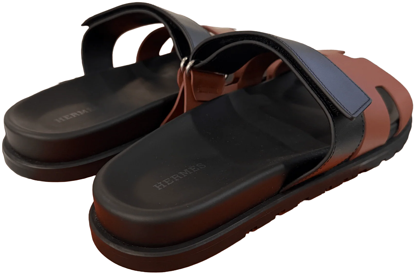 Hermès' Two Tone Brown' Chypre Leather Sandals - Image 2