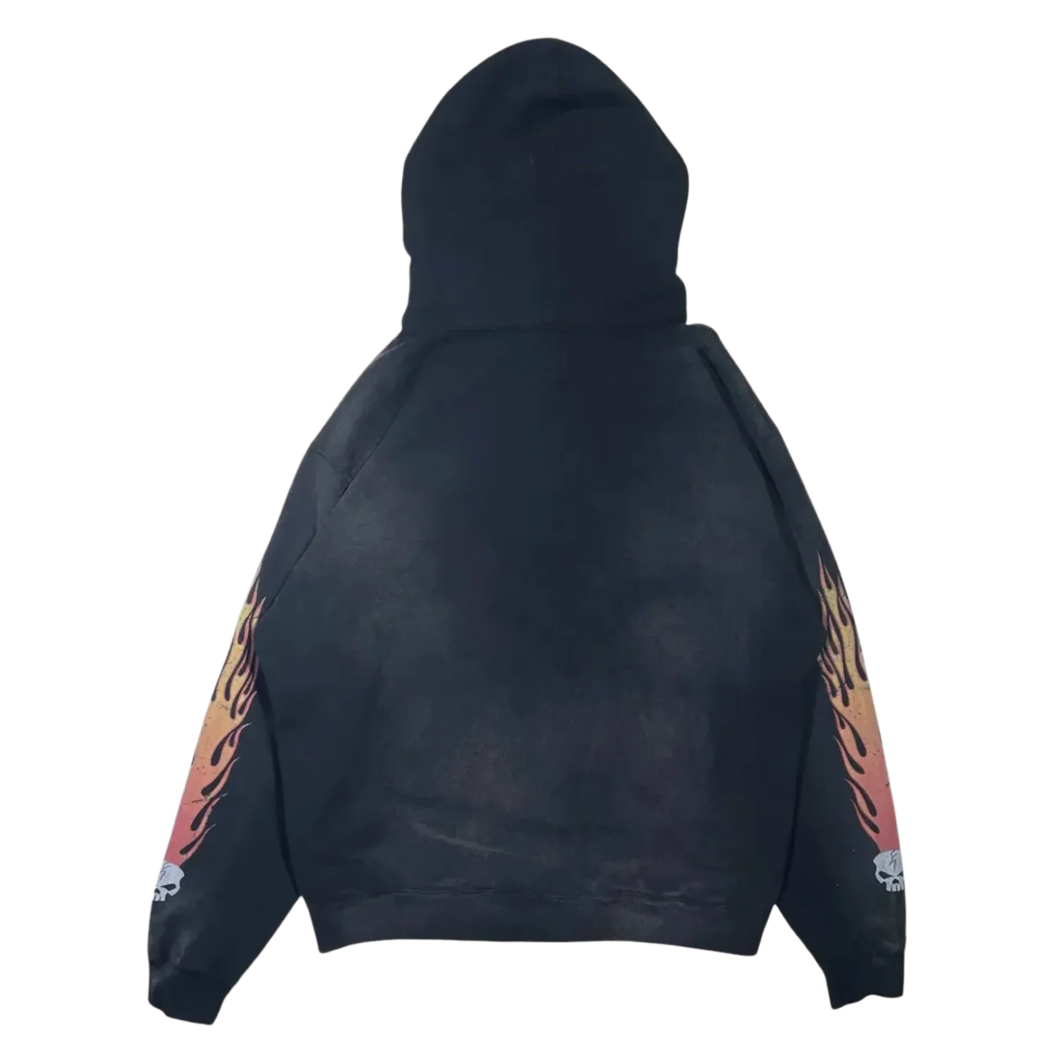 Kamiya 'Skull Flame' Washed Black Zip Up - Image 2