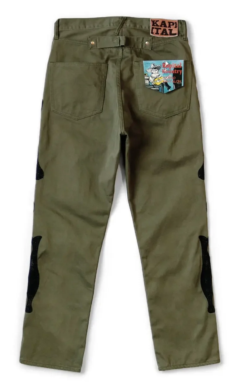 Kapital 'Skeleton' Olive Pants - Image 2
