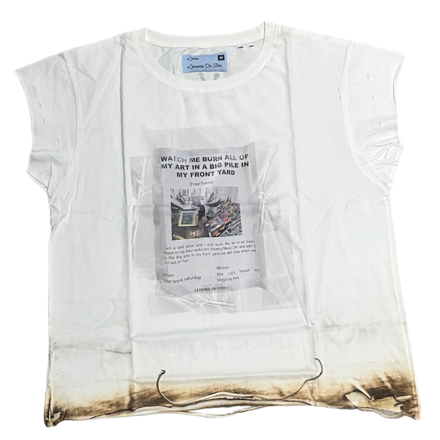 Lemons On Fire 'White' Burn Party Cutoff Shirt