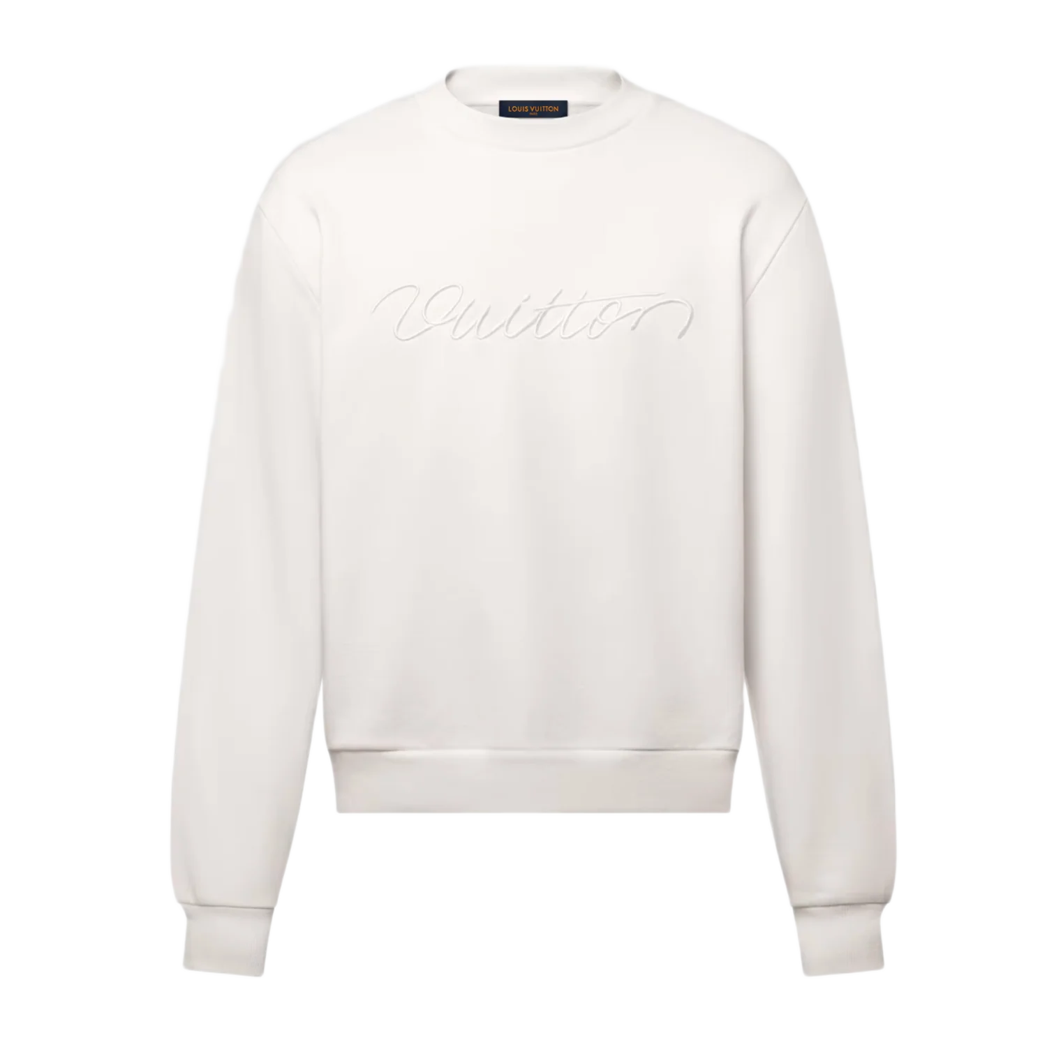 Louis Vuitton 'Milky White' Embroidered SIgnature Crewneck