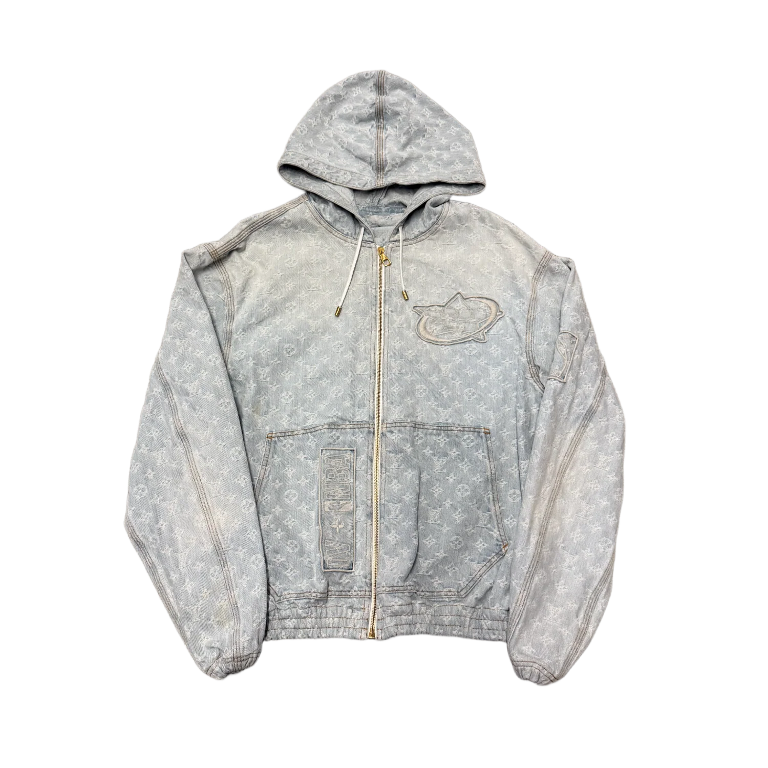 Louis Vuitton 'NBA' Denim Monogram Zip Up Hoodie