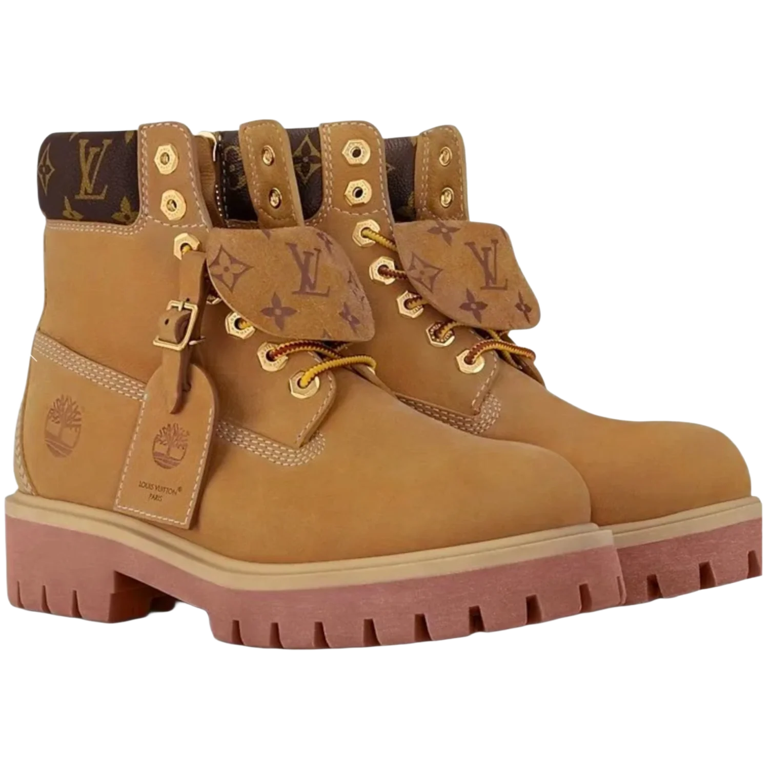 Louis Vuitton x Timberland 'Monogram' Wheat Boots - Image 2