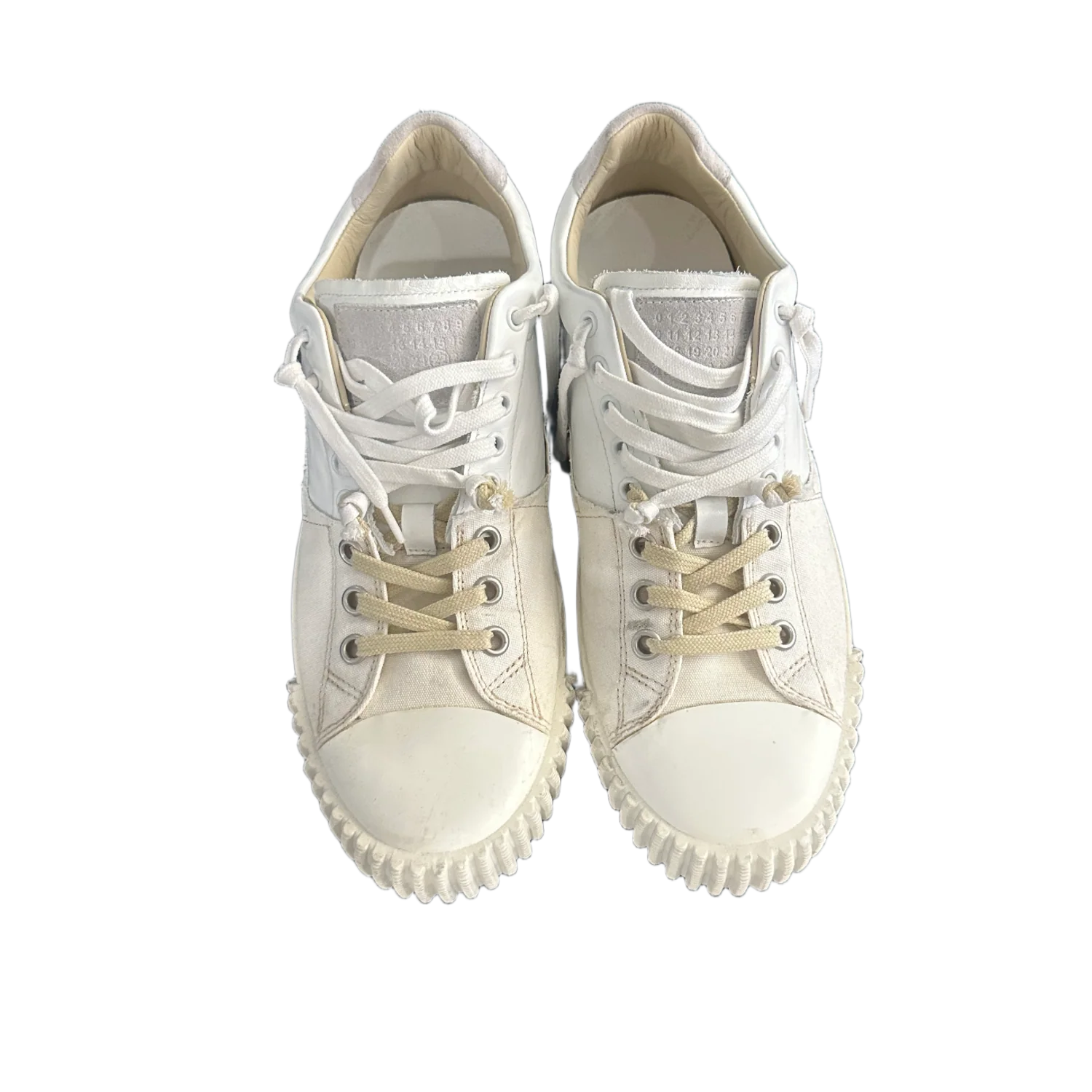 Maison Margiela 'White Round Toe' Lace Up Sneakers - Image 2