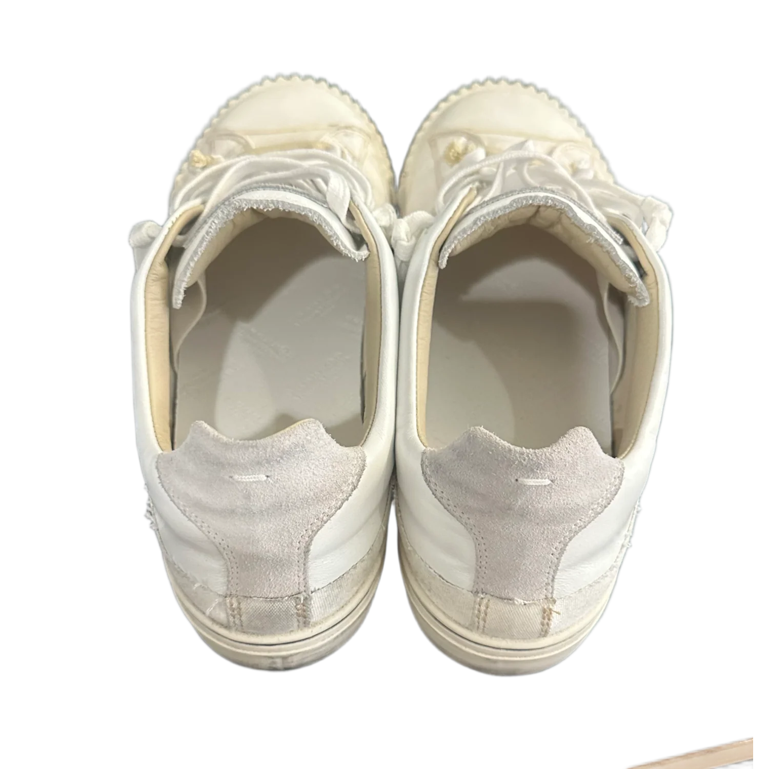 Maison Margiela 'White Round Toe' Lace Up Sneakers - Image 3