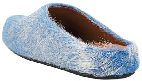 Marni 'Light Blue' Long Hair Sabot Slippers - Image 2