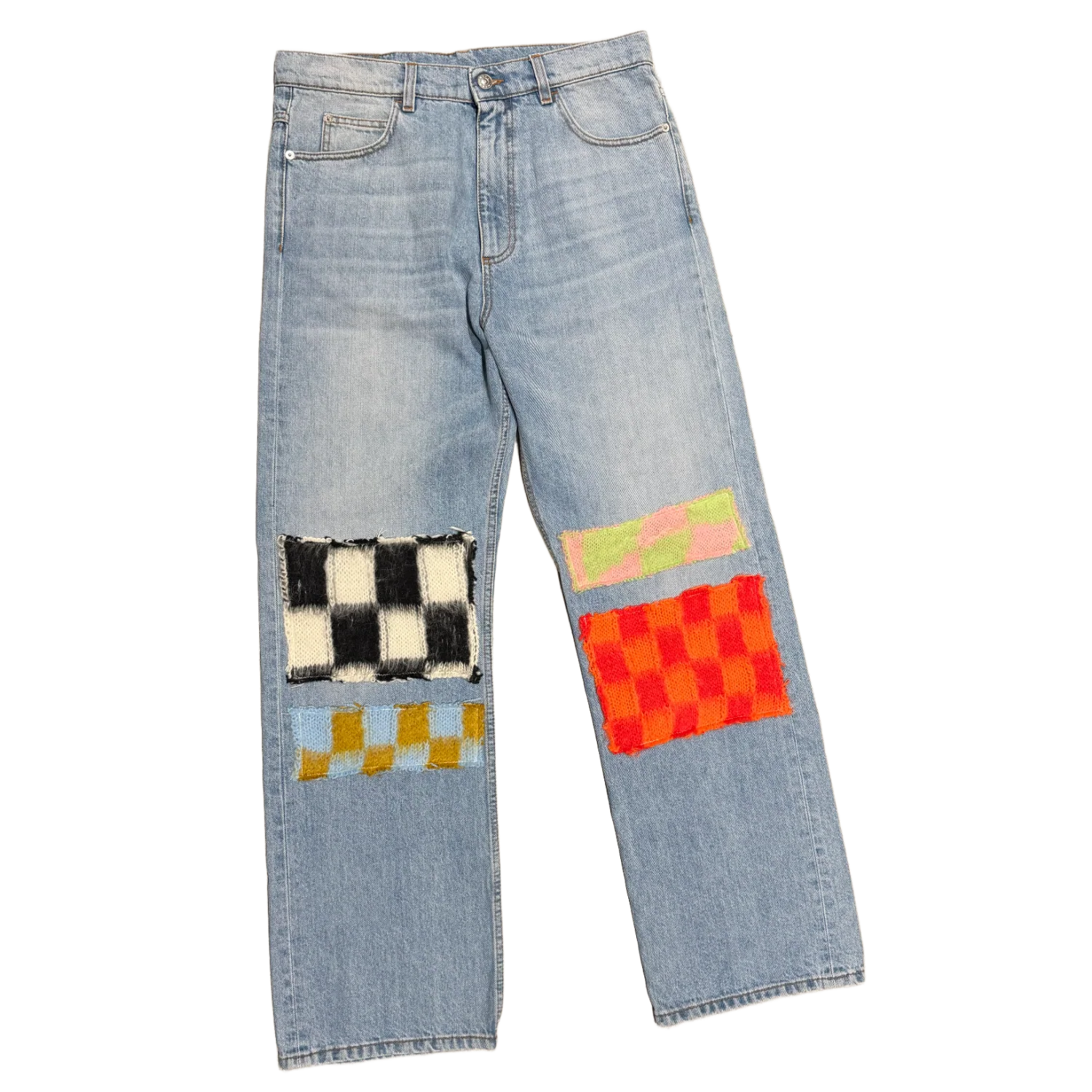 Marni 'Mohair Patched' Blue Jeans