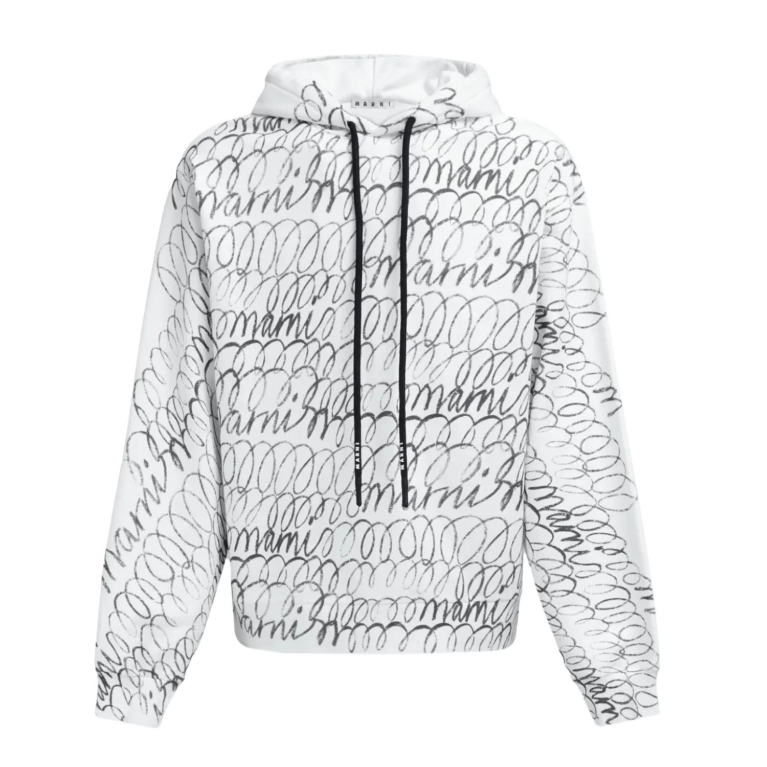 Marni 'Scrible Logo Print' White Hoodie