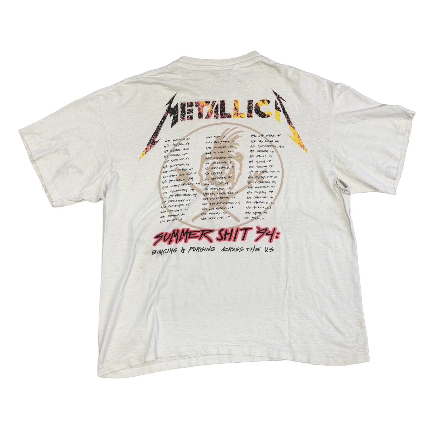 Metallica 'Binge & Purge' White Vintage Tee - Image 2