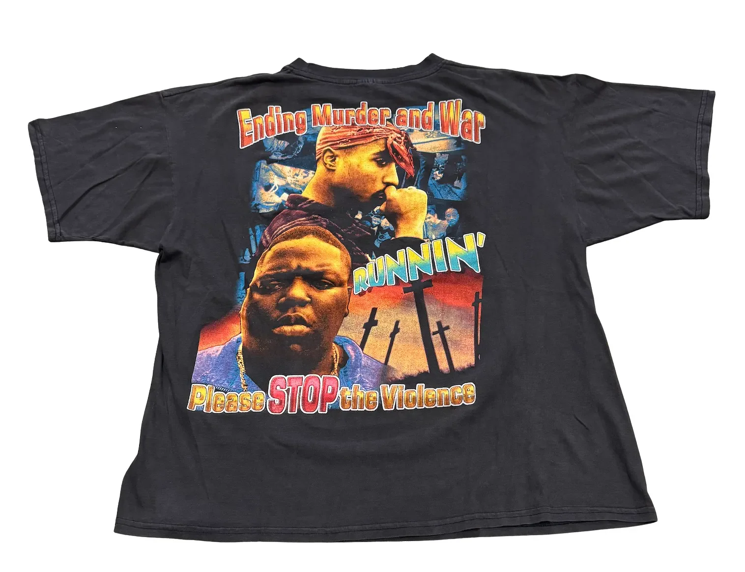 Notorious B.I.G. x Tupac Shakur 'Runnin' Vintage Tee - Image 2