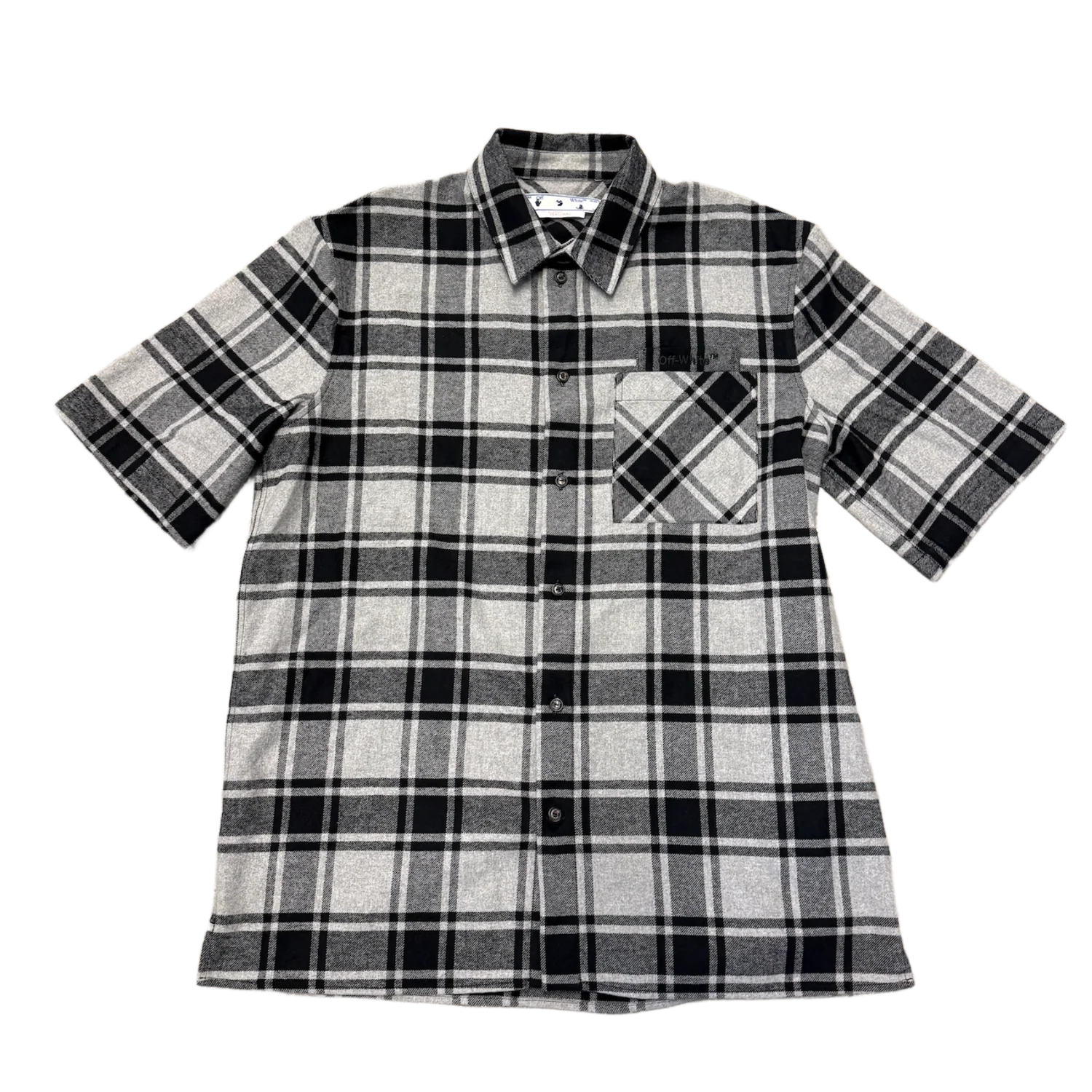 Off-White 'Outline' Grey Plaid Short Sleeve Shirt