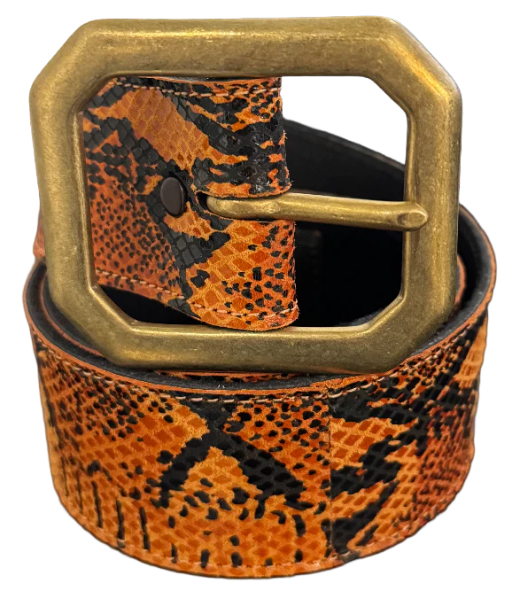 Orange Felt Snakeskin Belt