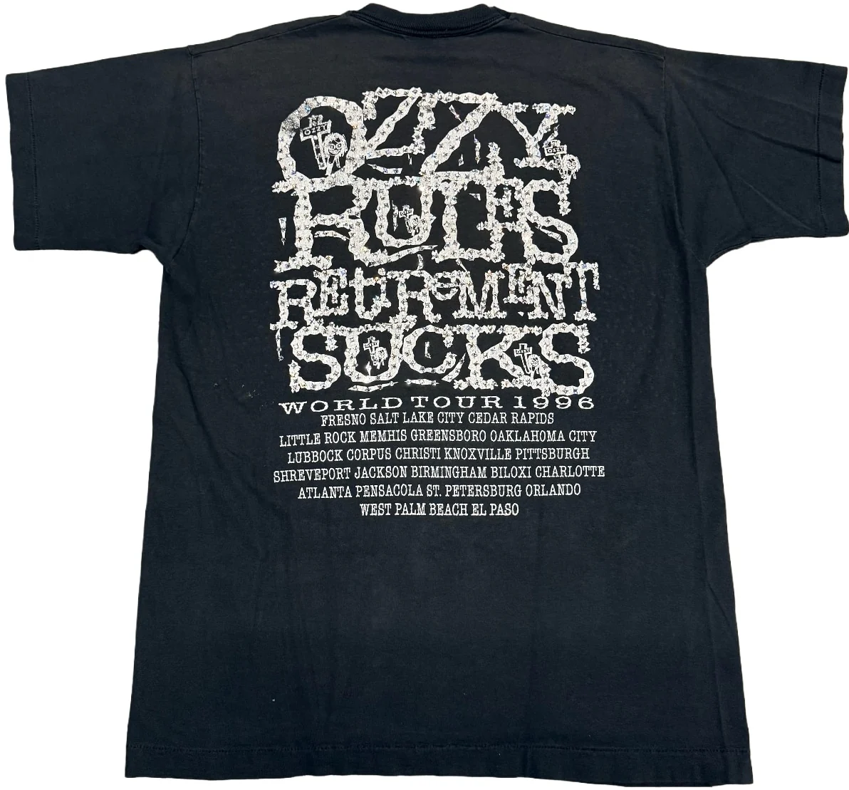 Ozzy Osbourne 'Retirement Sucks' Rhinestone Vintage Tee - Image 2
