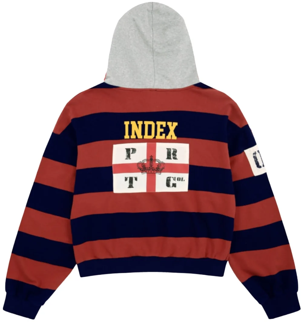 Protocol Index 'Red' Stripe Polo Hoodie - Image 2