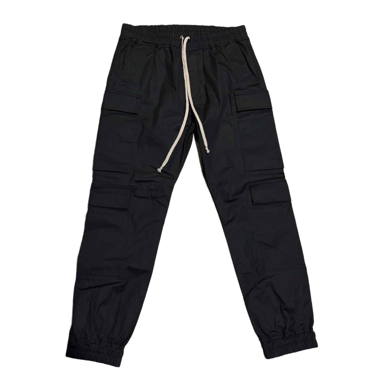 Rick Owens 'Black' Waxed Cargo Jogger Pants