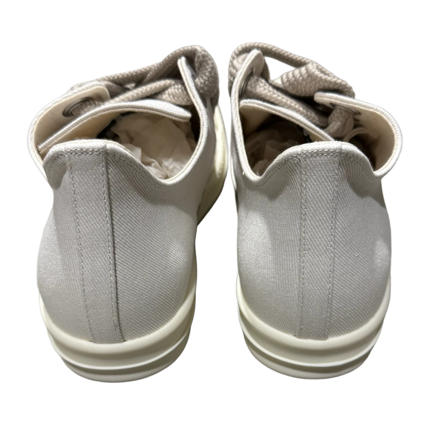 Rick Owens DRKSHDW 'Cream' Canvas Jumbo Lace Low Sneakers - Image 2