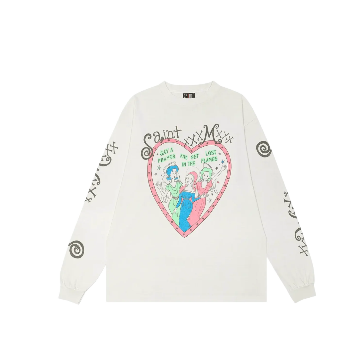 Saint Mxxxxxx 'Pink Heart' White Longsleeve