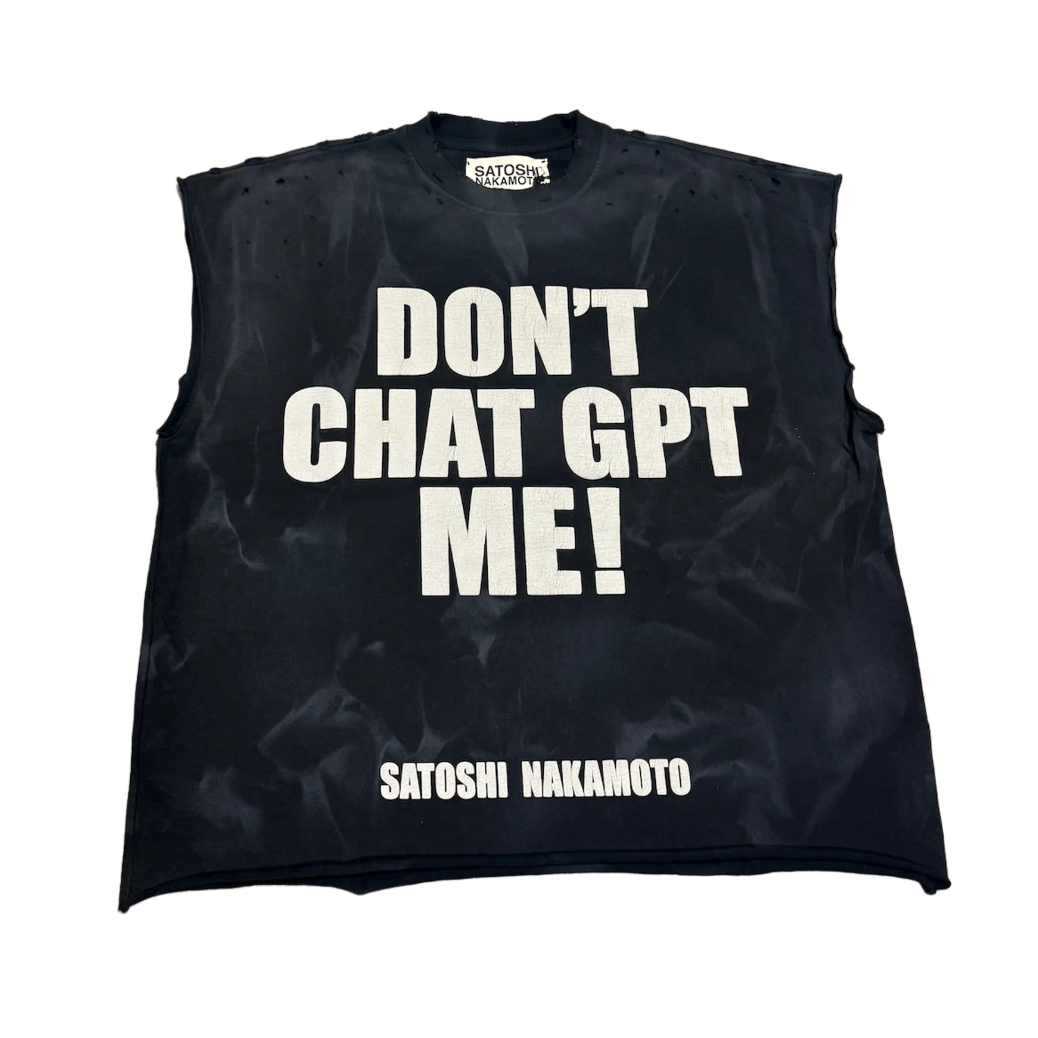 Satoshi Nakamoto 'Chat GPTee' Washed Black Cutoff Tee
