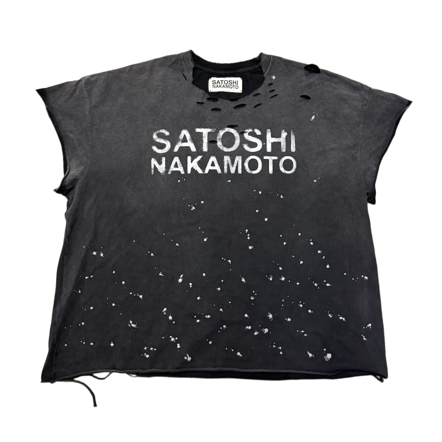 Satoshi Nakamoto 'Destroyed Luke' Cutoff Black Tee