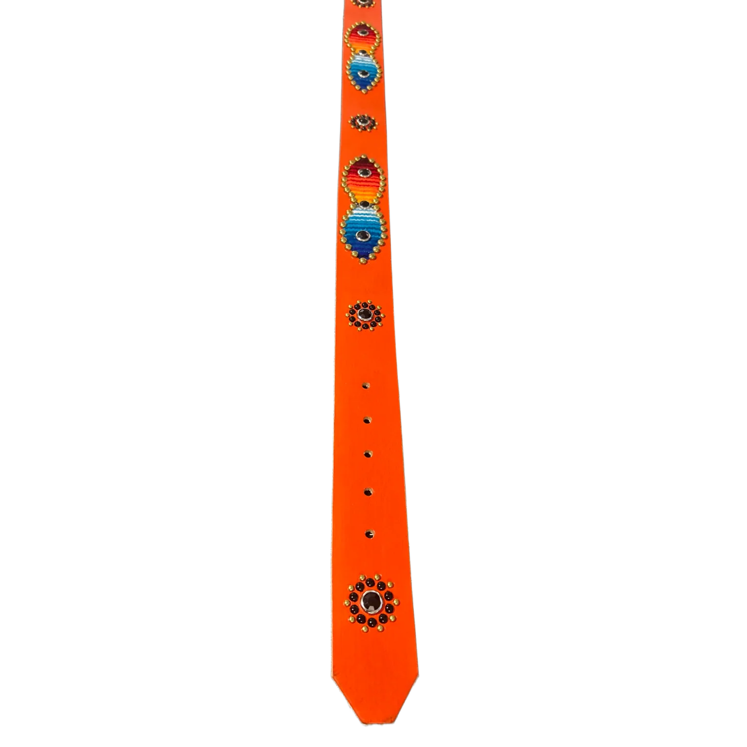 Studded 'Blanket Pattern' Orange Leather Belt - Image 2