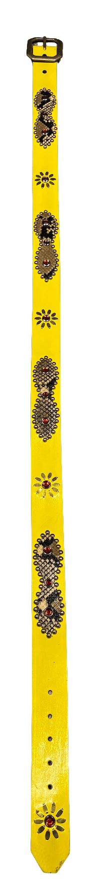 Studded 'Brown Snakeskin Sun Gem' Yellow Belt - Image 2