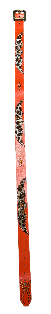 Studded 'Cow Hair Spider Gem' Orange Belt - Image 2