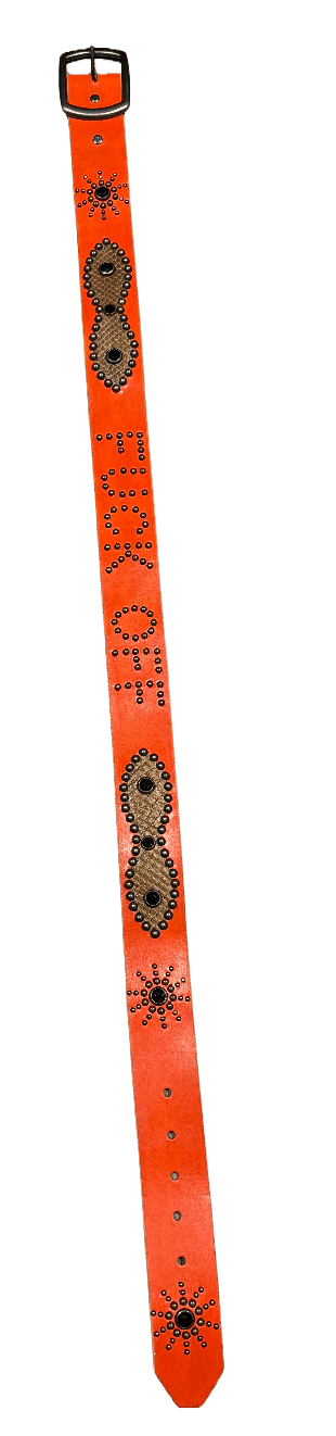 Studded 'Fuck Off Brown Snakeskin' Orange Belt - Image 2