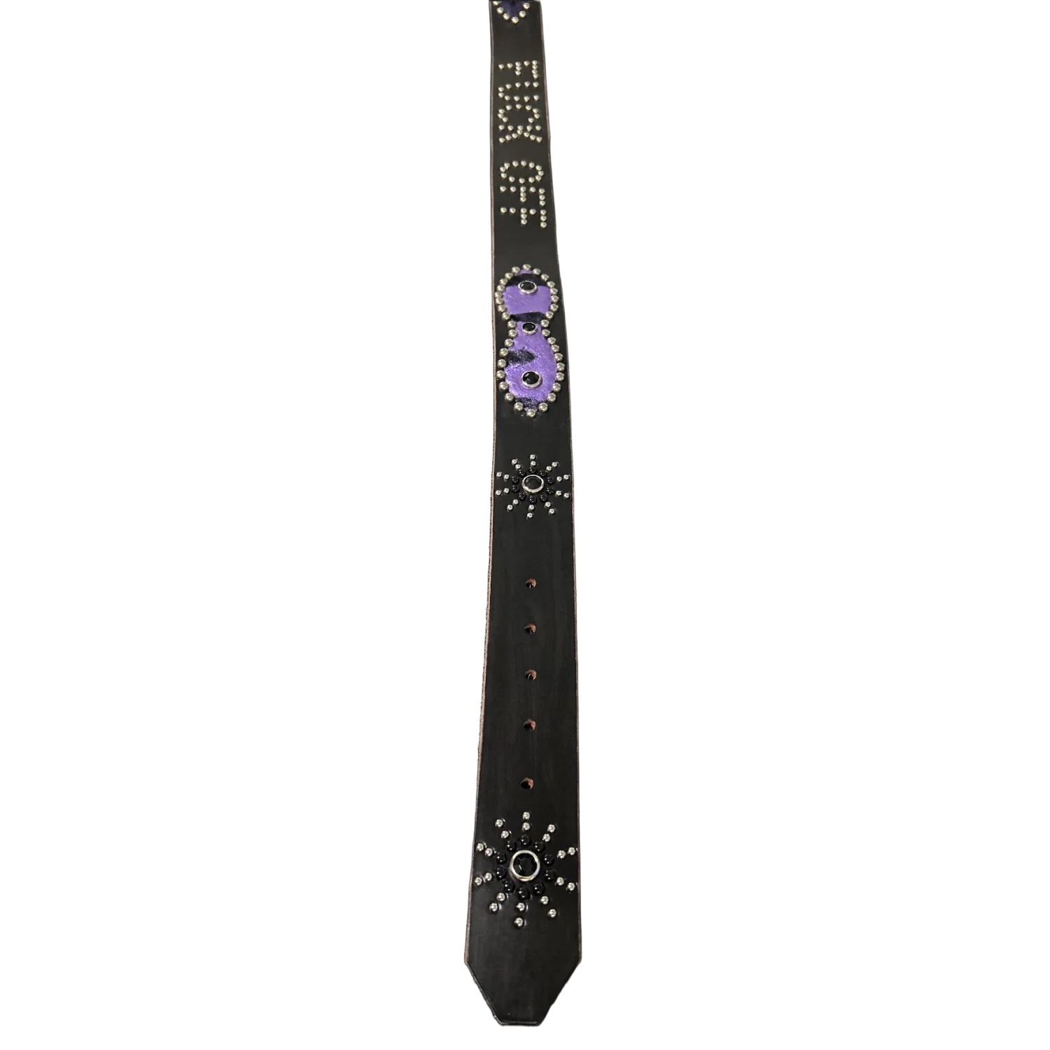 Studded 'Purple Hair' Black Fuck Off Leather Belt - Image 2