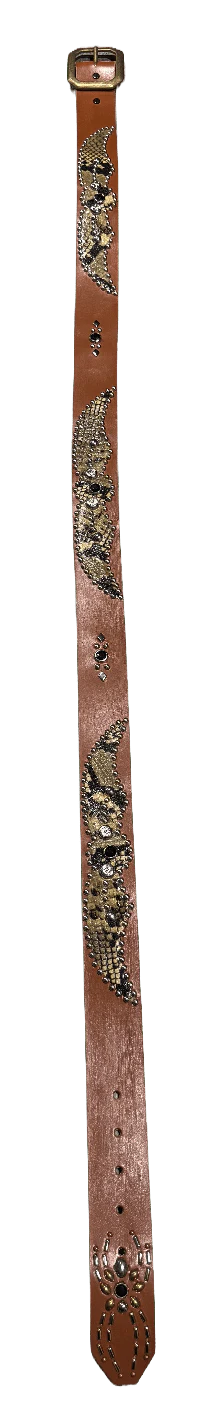 Studded 'Sand Snakeskin' Spider Gem Brown Belt - Image 2