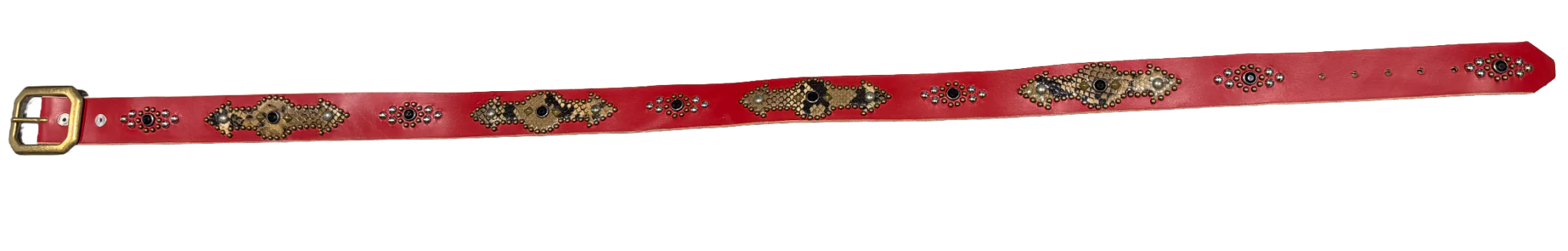 Studded 'Snakeskin Arrow Sun Gem' Red Belt - Image 2