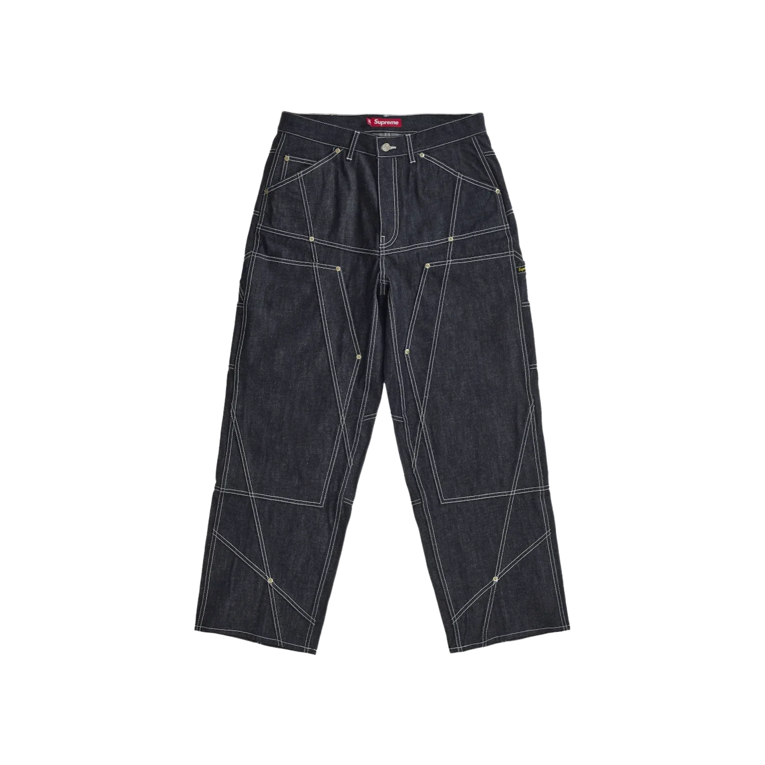 Supreme Contrast Stitch Double Knee Painter Jean Rigid Indigo