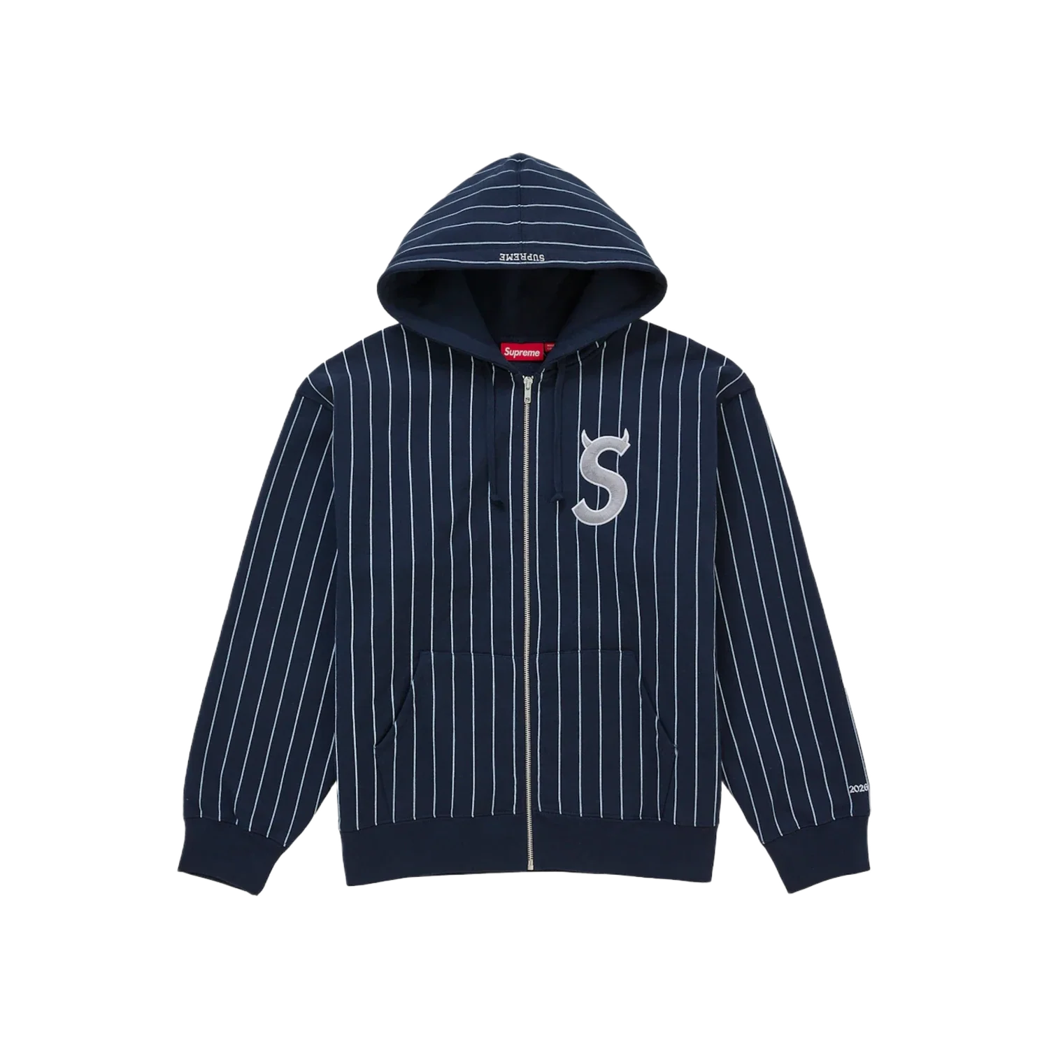 Supreme Devil S Logo Zip Up Hooded Sweatshirt Stripe