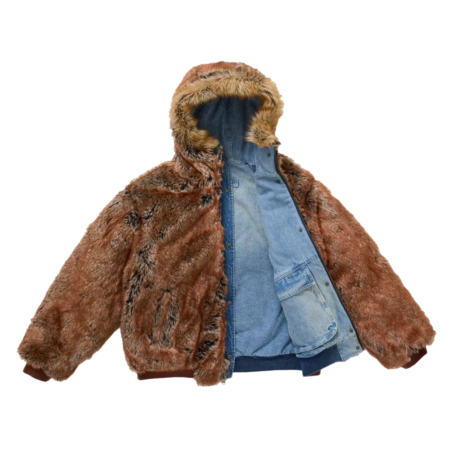 Supreme 'Faux Fur' Reversible Denim Work Jacket - Image 4