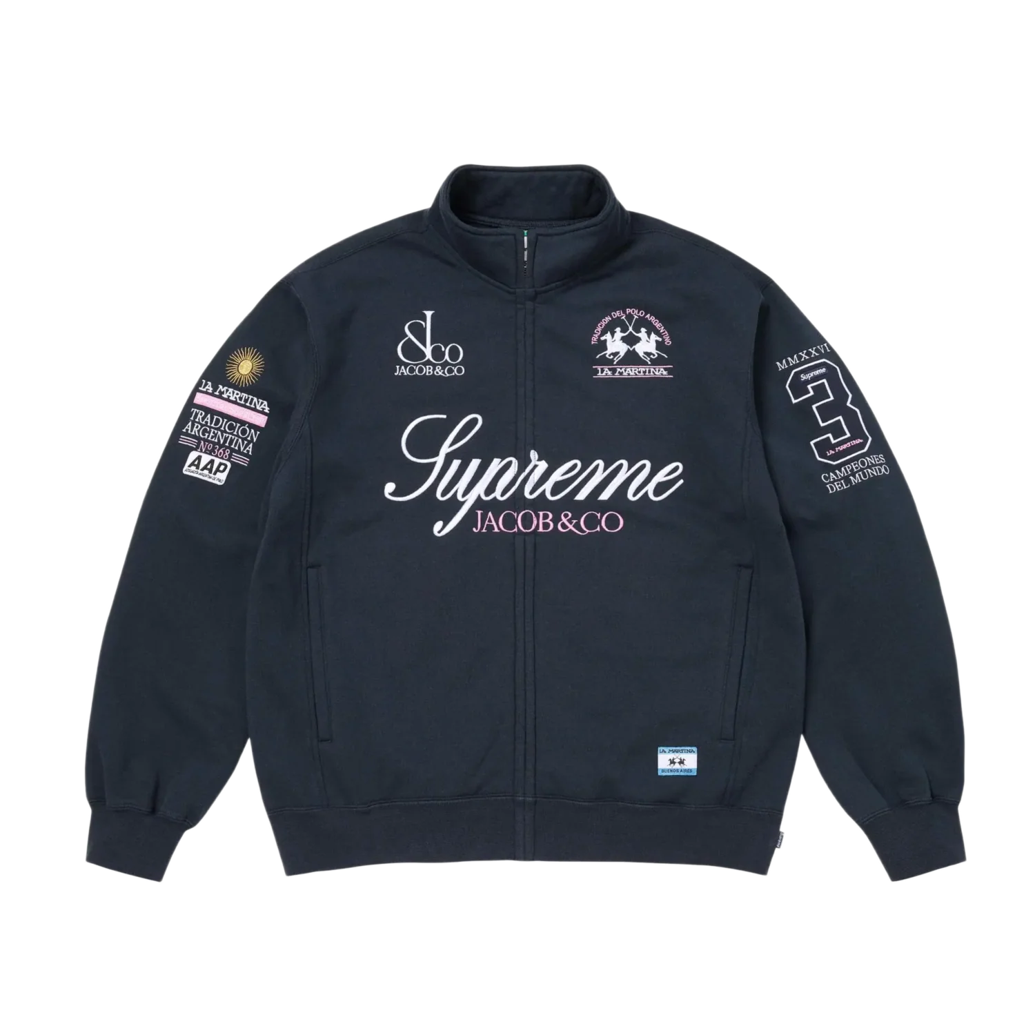 Supreme 'Navy Blue' La Martina Zip Up Sweatshirt