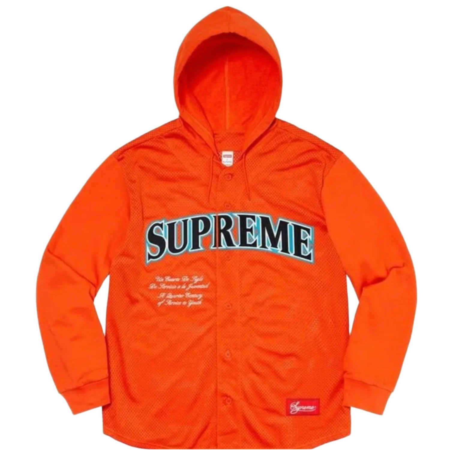 Supreme 'Orange Mesh' Baseball Jersey Hoodie