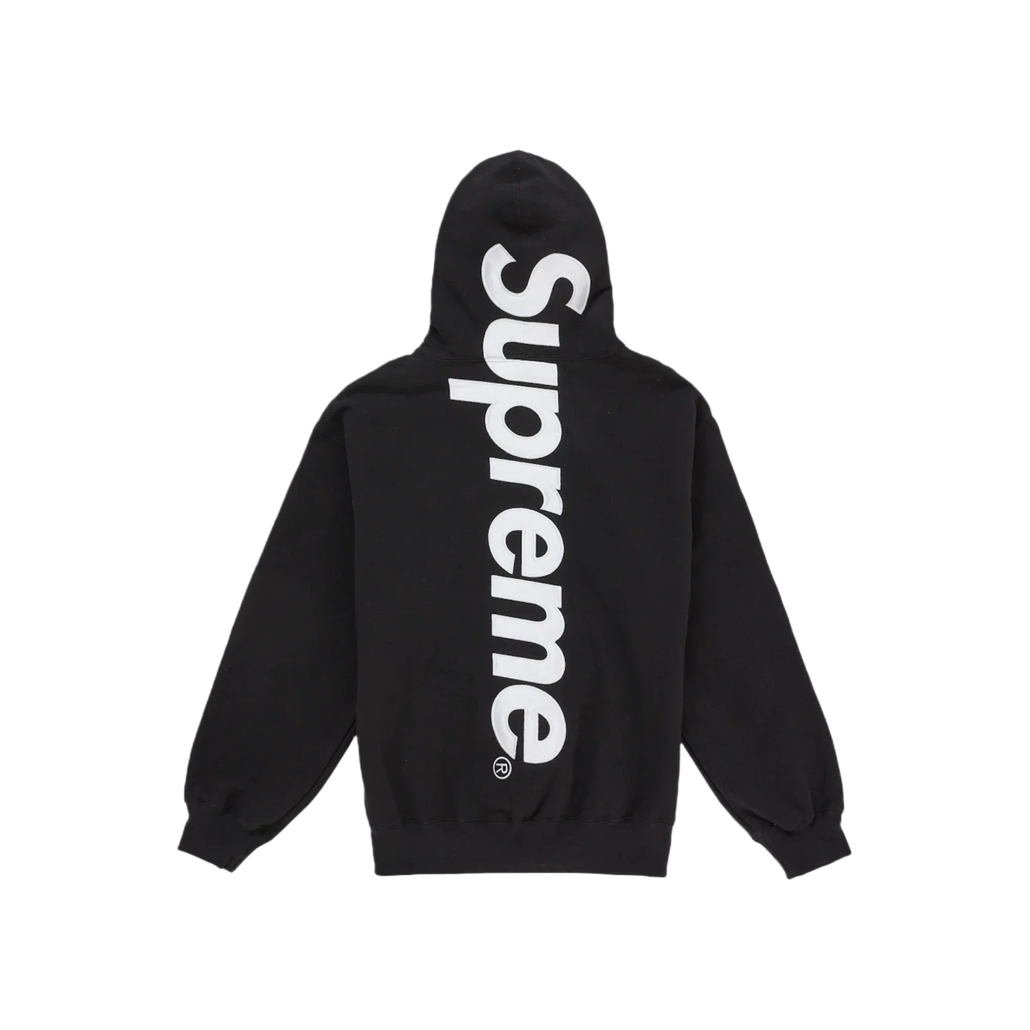 Supreme Satin Applique Hooded Sweatshirt (SS26) Black - Image 2